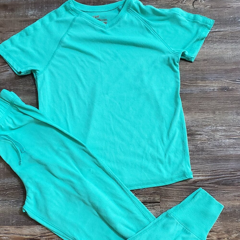 Cat & Jack Pajamas Size 8 Green Snap Shoulder 2pc Lounge/Sleepwear Girls